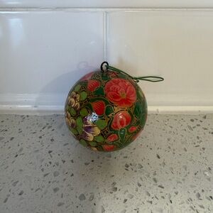 Floral Holiday Paper Mache Ornament